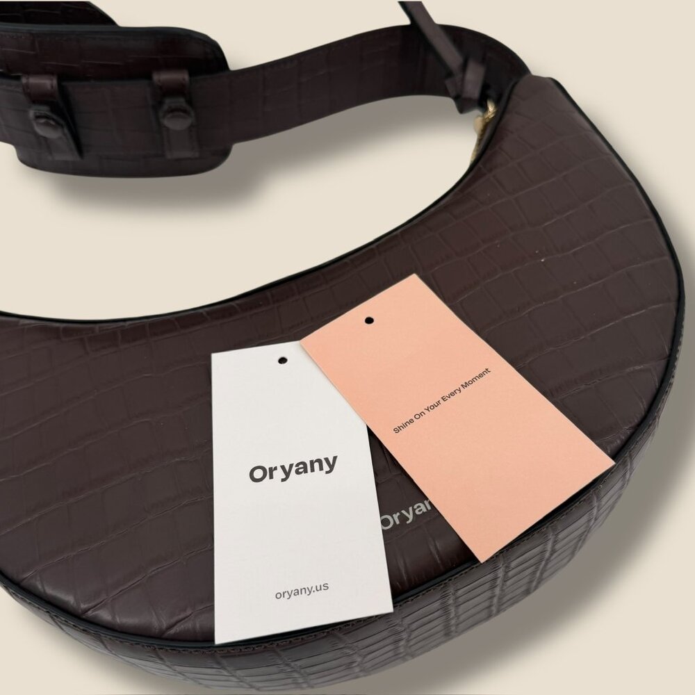 Oryany Rookie Croc Embossed Leather Crescent Bag NWT‎
